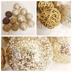 Golden Christmas 12 Ornaments Lot